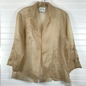 David Warren New York  NWT SILK Floral Blazer Jacket SHEER Embroidered Size 12